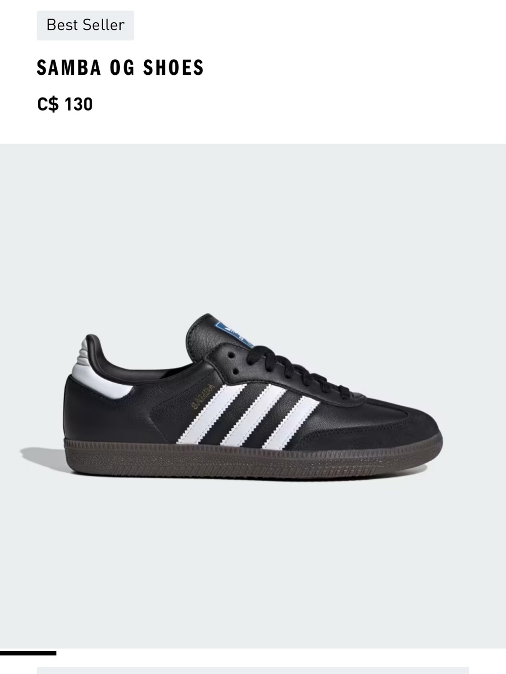 Adidas Black Samba Sneaker (Interior Label Visible)